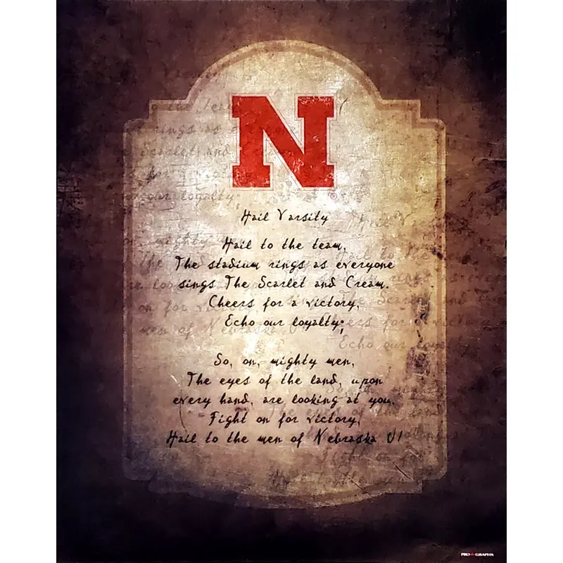 Nebraska Huskers "Hail Varsity" Official Fight Song Poster Print - ProGraphs Inc.