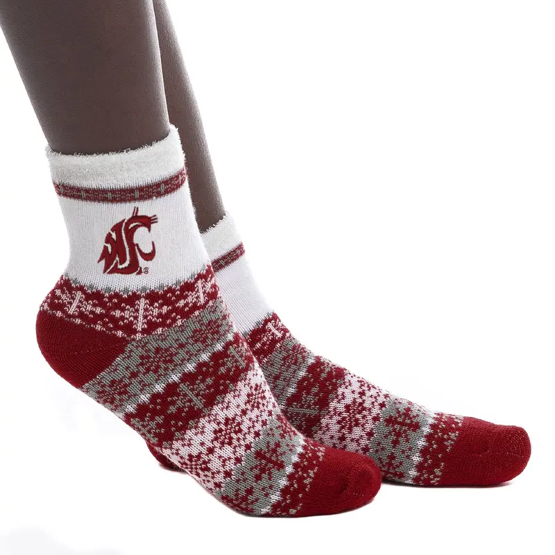 WSU Crimson and Gray Holiday Socks