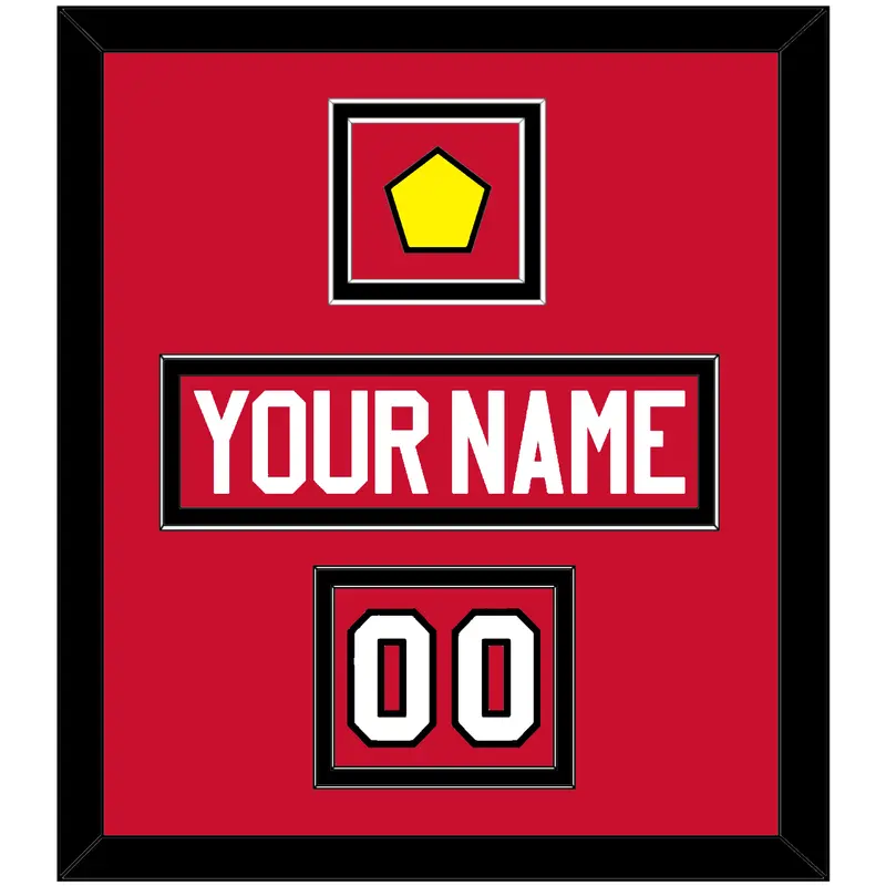 Chicago Nameplate, Number (Shoulder) & Jersey Logo Patch - Home Red (2007-2017) - Double Mat 2