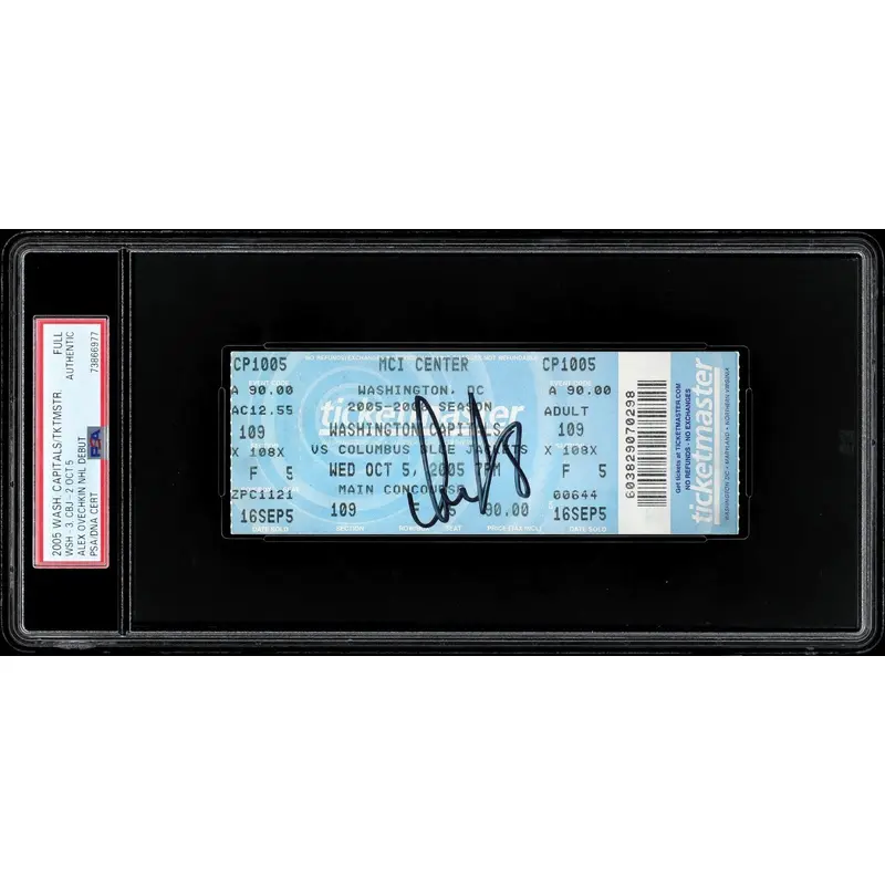 Alexander Alex Ovechkin Signed NHL Debut First Game Full Ticket PSA 1/1 Pop 1