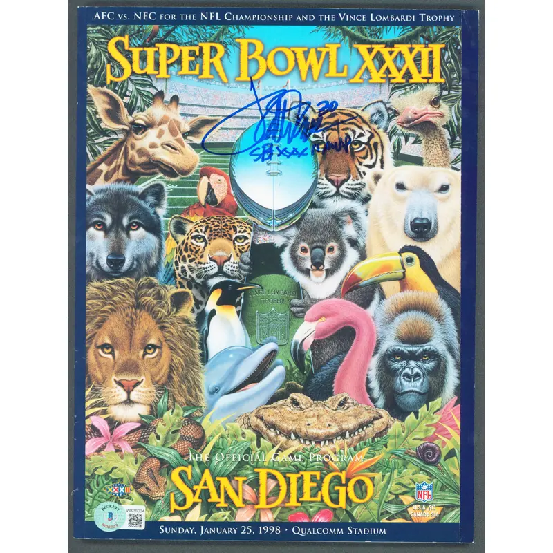 Broncos Terrell Davis "SB XXXII MVP" Signed SB XXXII Program BAS Wit #WK36004