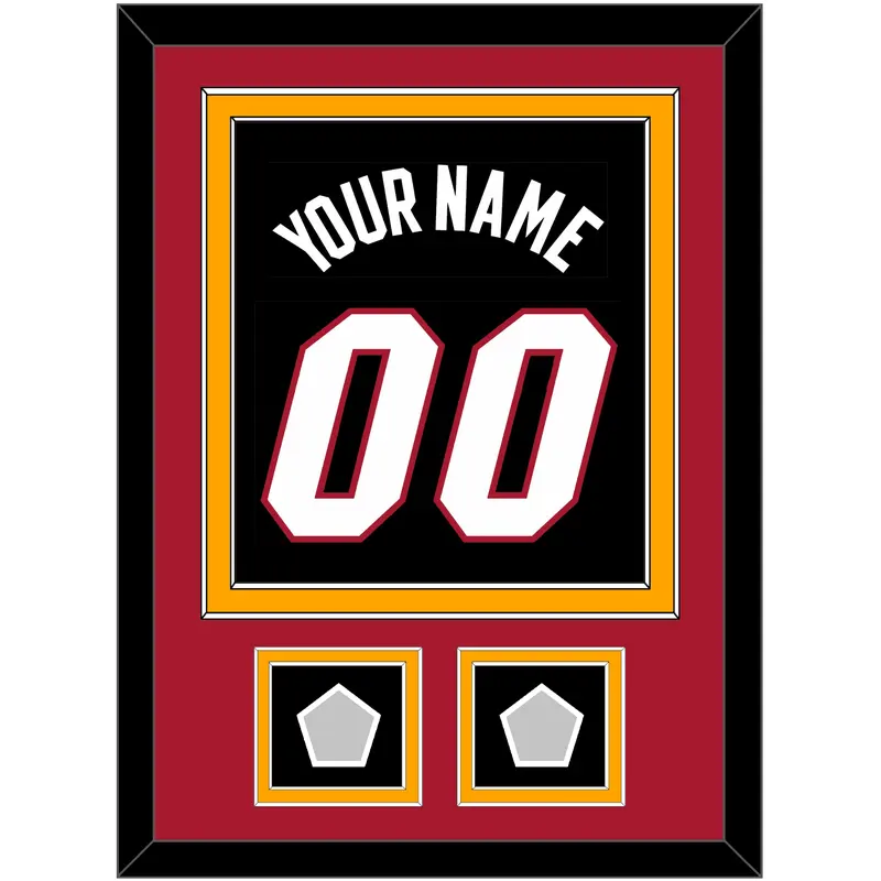Miami Name & Number With 2 Finals Patches - Road Black (1999-2008) - Double Mat 3