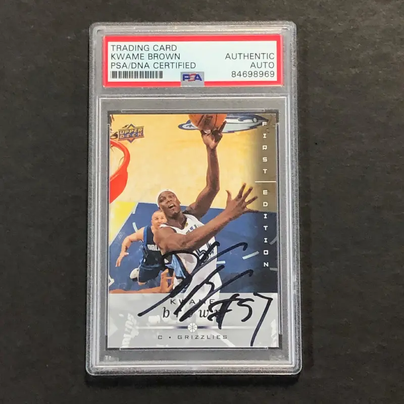 2008-09 Upper Deck #91 Kwame Brown Signed Card AUTO PSA Slabbed Grizzlies
