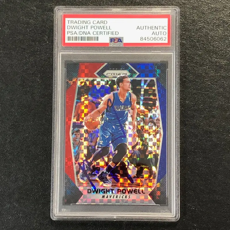 2017-18 PANINI PRIZM RED WHITE BLUE #92 Dwight Powell Card AUTO PSA Slabbed Mavericks