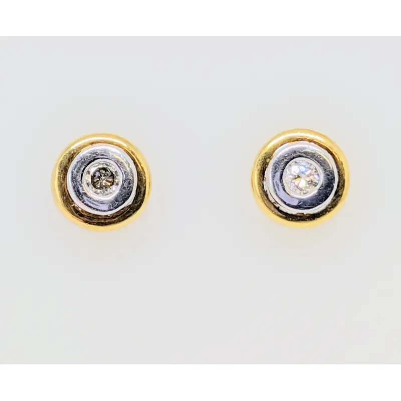 9K2 DIAMOND ROUND MELEE BEZEL ESTATE EARRINGS 2.3 GRAMS
