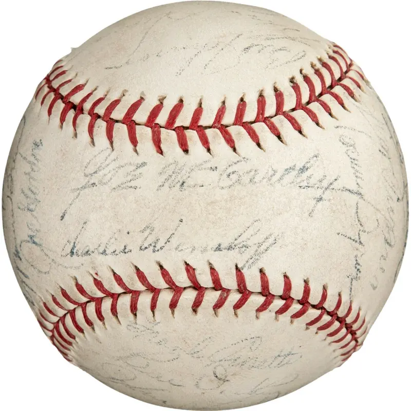 Rare 1943 New York Yankees World Series Champs Team Signed Baseball PSA DNA COA