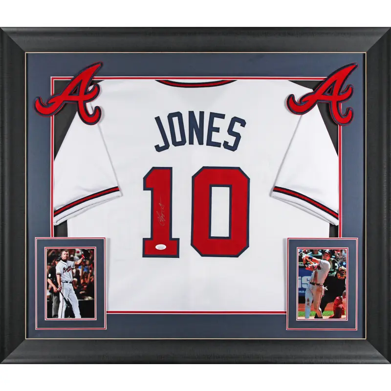 Chipper Jones Authentic Signed White Pro Style Framed Jersey JSA Wit #WPP593162