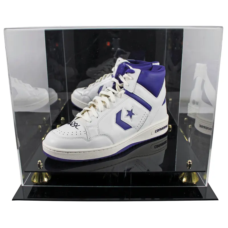 Magic Johnson Signed Left Purple & White Converse Weapon Shoe W/ Case BAS Wit 2