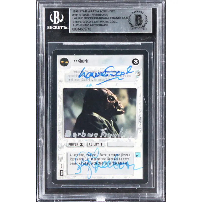 Star Wars (3) Freeborn, Goode & Frankland Signed 1996 ANH #101 Card BAS Slabbed