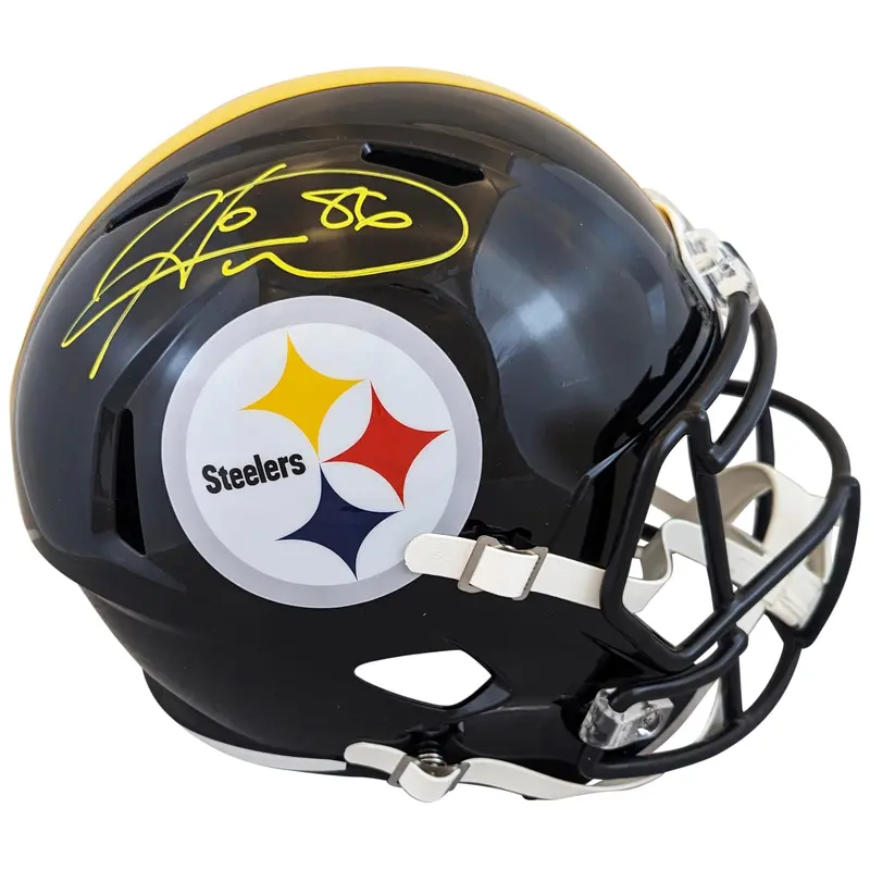 Steelers Hines Ward Signed Full Size Speed Rep Helmet w/ Yellow Sig BAS Witness