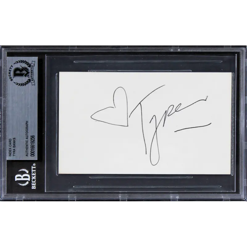 Tyra Banks America's Next Top Model Authentic Signed 3x5 Index Card BAS Slabbed
