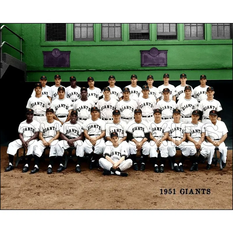 1951 New York Giants Colorized 8X10 Photo - Mays Irvin Thomson - 2122