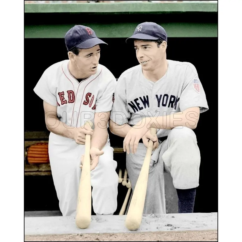Ted Williams Joe Dimaggio Colorized 8X10 Photo - Red Sox Yankees - 21