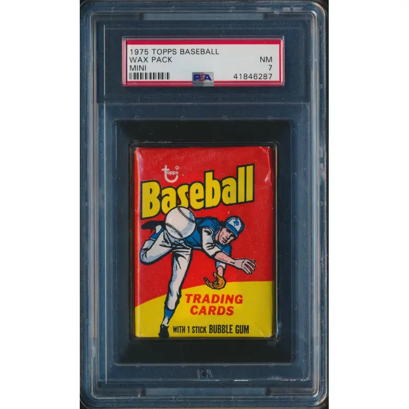 1975 Topps Baseball Unopened Mini Wax Pack PSA 7