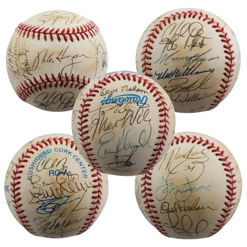 1997 Indians (26) Alomar Jr., Thome, Vizquel Signed Oal Baseball BAS #AA03198