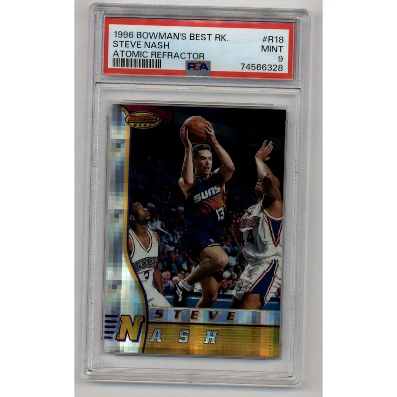 Steve Nash 1996-97 Bomwan's Best Rookie #R18 Atomic Refractor PSA 9 Mint