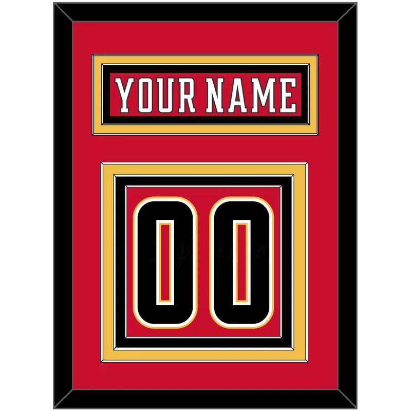 Calgary Nameplate & Number (Back) - Home Red (2017-2020) - Triple Mat 2