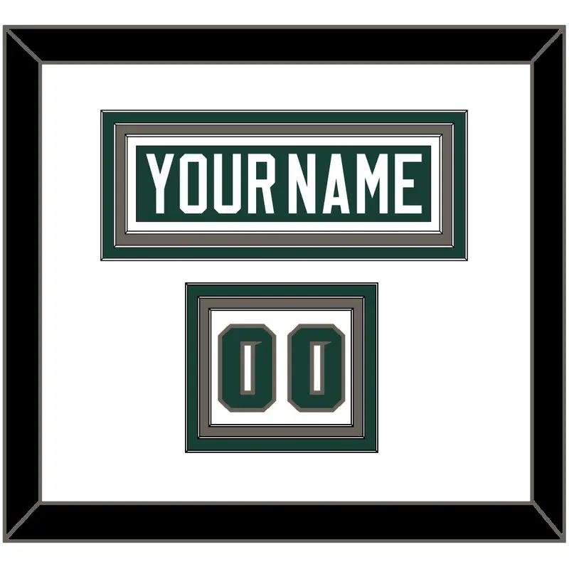 Michigan State Hockey Nameplate & Number (Shoulder) - Road Green (2006-2007) - Triple Mat 1