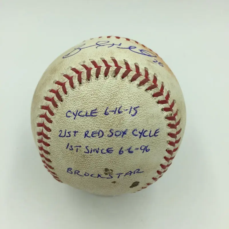 Incredible Brock Holt Cycle Game Signed Heavily Inscribed Baseball MLB Authentic