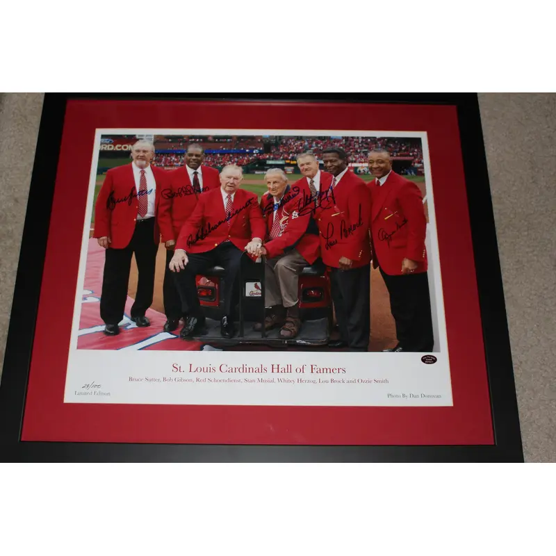 St. Louis Cardinals Hall of Famers Multi Signed & Framed 16x20 Photo, LE 29/100
