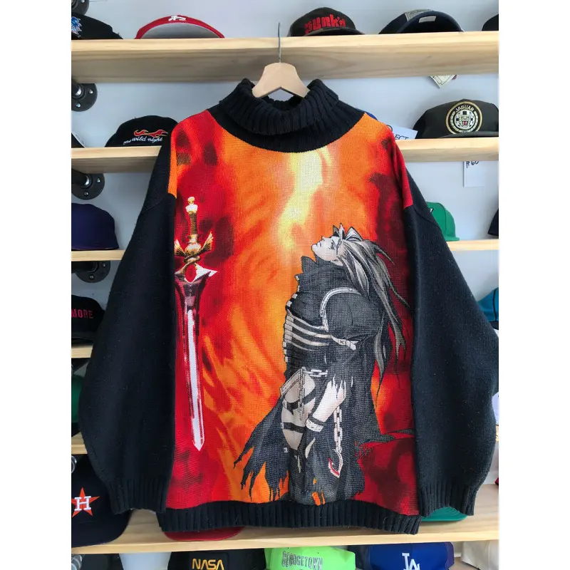 Vintage Anime Style Knit Turtleneck Sweater Size 2XL