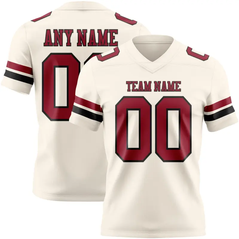 Custom Cream Cardinal-Black Mesh Authentic Football Jersey