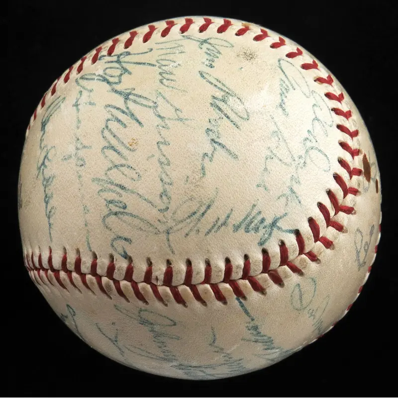 1954 New York Giants World Series Champs Team Signed Baseball Willie Mays JSA