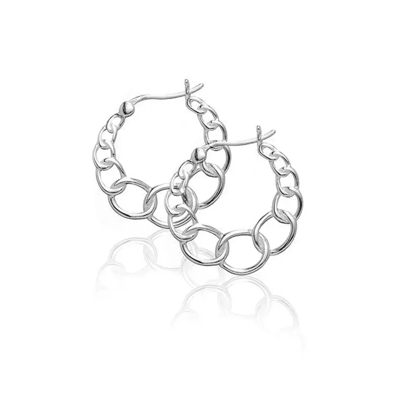 Sterling Silver Graduating Circle Link Hoop Earrings