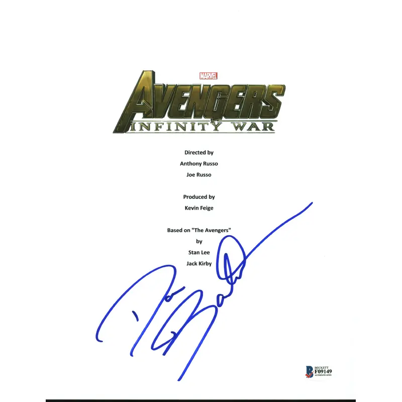 Dave Bautista Avengers Infinity War Signed Movie Script Cover BAS #F09149