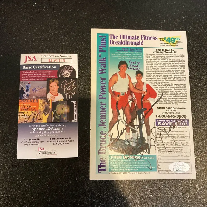 Bruce Jenner & Kris Jenner Signed Vintage Fitness Advertising Photo With JSA COA
