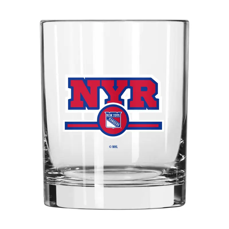 New York Rangers 14oz Letterman Rocks Glass
