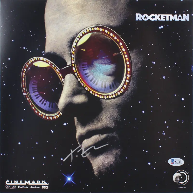 Taron Egerton Rocketman Authentic Signed 12x12 Album Flat Photo BAS #S21237