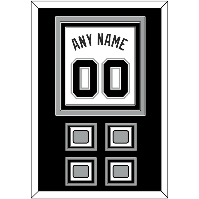 San Antonio Name & Numbers With 4 Finals Patches - Home White (2002-2017) - Triple Mat 2