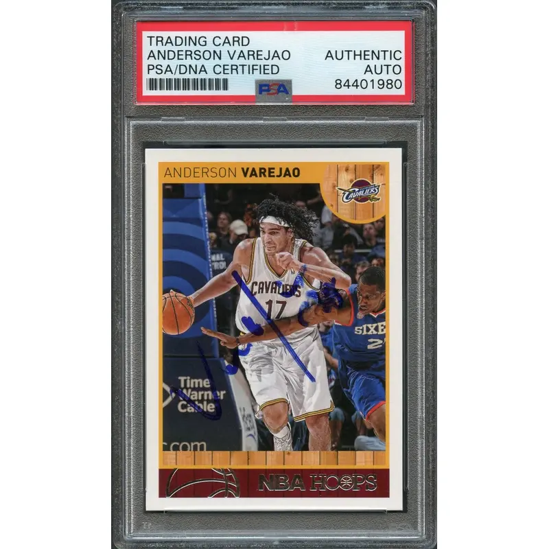 2013-14 NBA Hoops #95 Anderson Varejao Signed Card AUTO PSA Slabbed Cavaliers