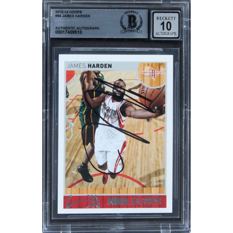 Rockets James Harden Authentic Signed 2013 Hoops #94 Card Auto 10 BAS Slabbed