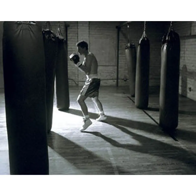 Boxing Workout (Heavy Bags) Inspirational Black-and-White Poster  - SportsPosterWarehouse