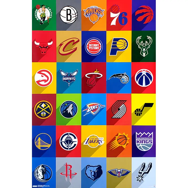 NBA Basketball Full Court Team Logos Poster (All 30 Teams) - Costacos Sports