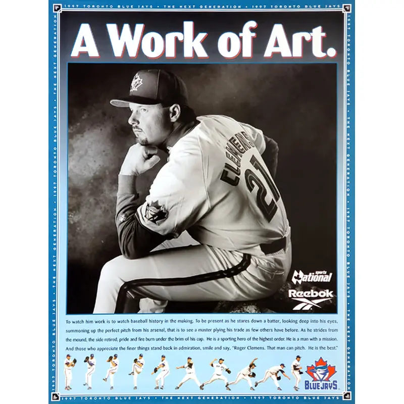 Roger Clemens "A Work of Art" Toronto Blue Jays 18x24 Wall Poster (1997)