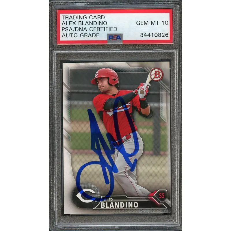 2016 Bowman #BP119 Alex Blandino Signed Card PSA Slabbed Auto 10 Reds