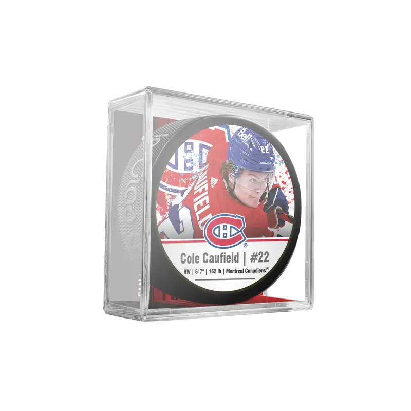 NHLPA Cole Caufield #22 Montreal Canadiens Souvenir Hockey Puck In Cube