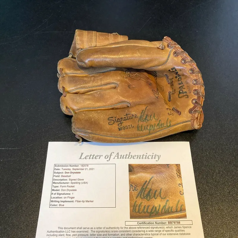 Don Drysdale Signed Vintage 1950's Game Model Baseball Glove With JSA COA