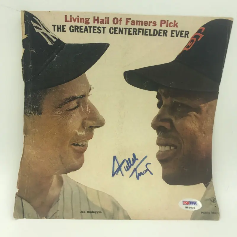 Rare 1950's Willie Mays Signed Magazine Cover Photo W/ Joe Dimaggio  PSA DNA COA