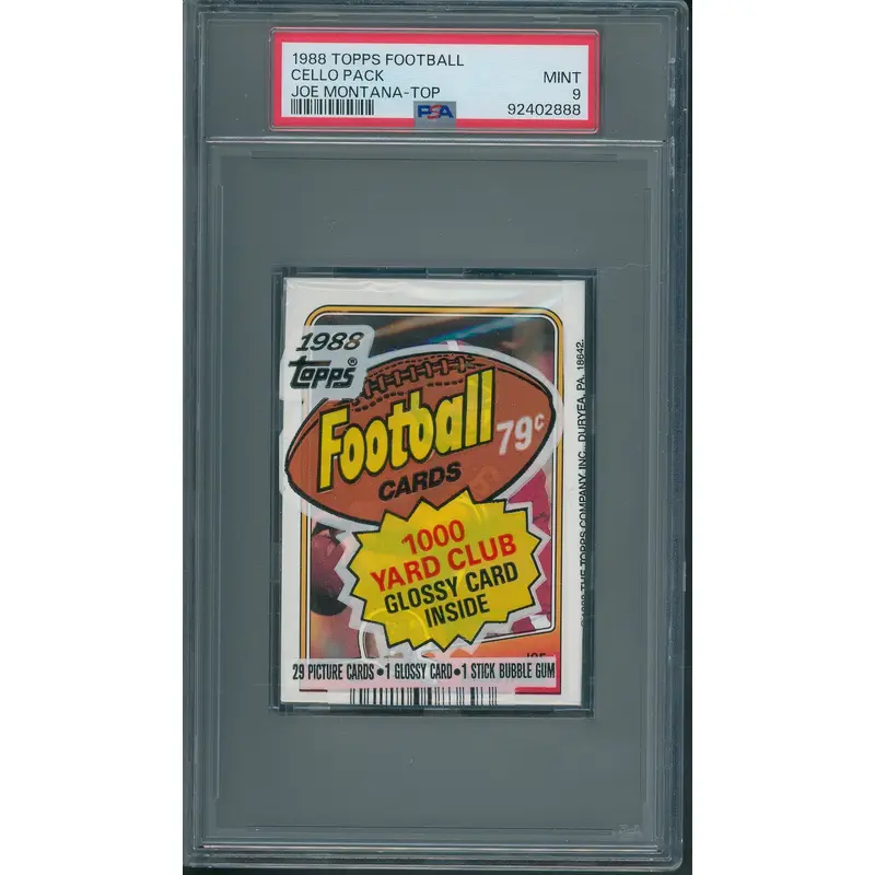 1988 Topps Football Unopened Cello Pack PSA 9 Montana Top *2888