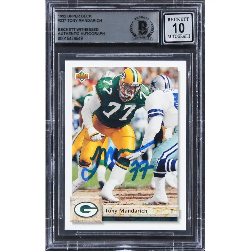 Packers Tony Mandarich Signed 1992 Upper Deck #237 Card Auto 10! BAS Slabbed 2