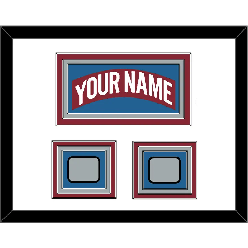 Colorado Nameplate & 2 Stanley Cup Finals Patches - Road Burgundy (1995-1996) - Triple Mat 1