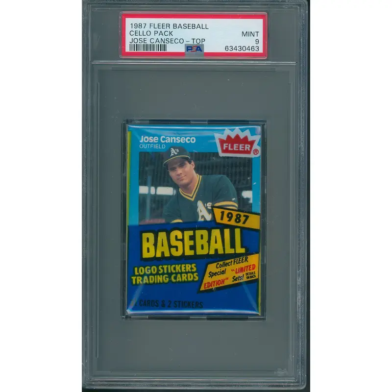 1987 Fleer Baseball Unopened Cello Pack PSA 9 Canseco Top *0463