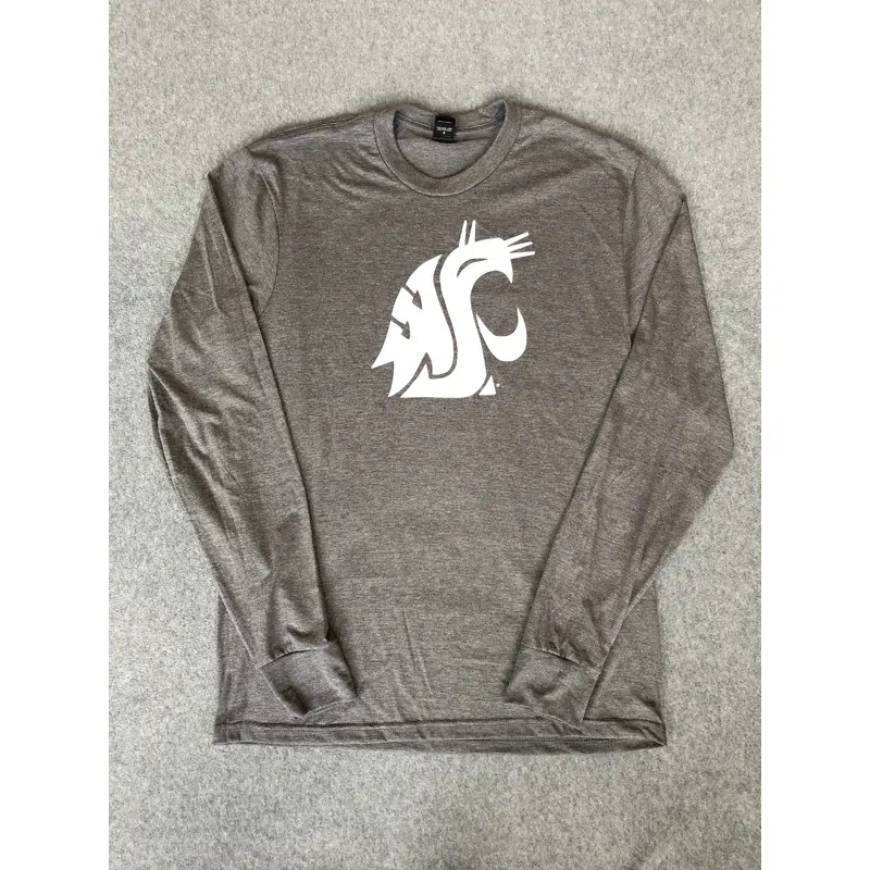 Men's WSU Cougars Long Sleeve Dark Grey T-Shirt With White Logo