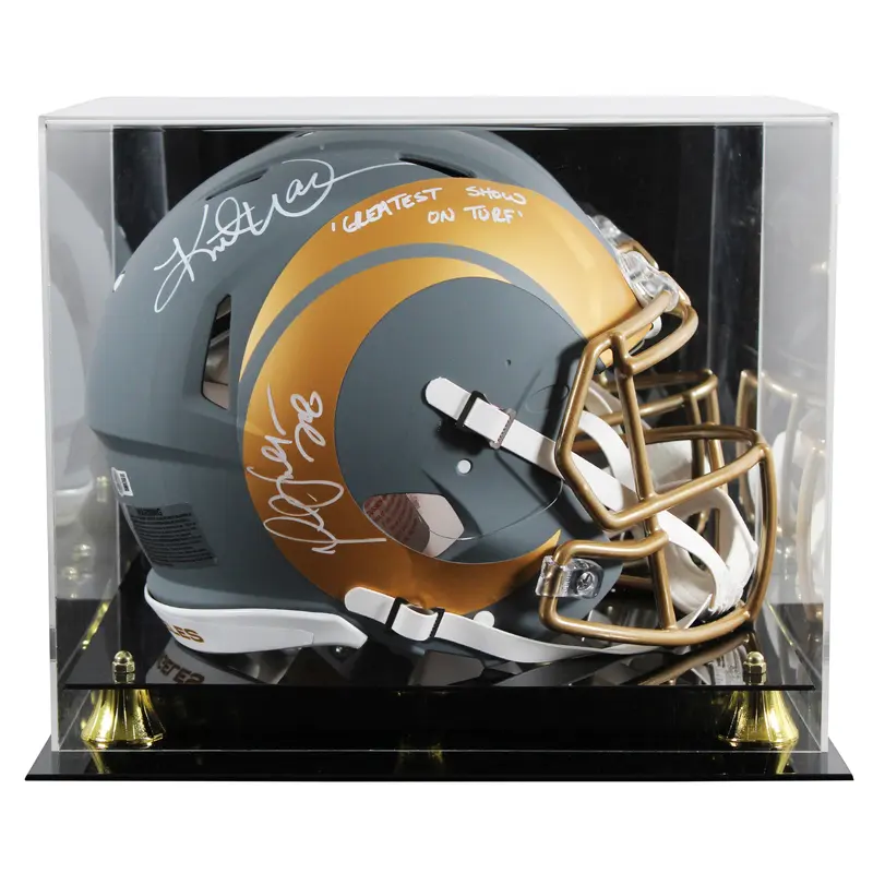Rams (2) Faulk & Warner Signed Slate F/S Speed Proline Helmet W/ Case BAS Wit