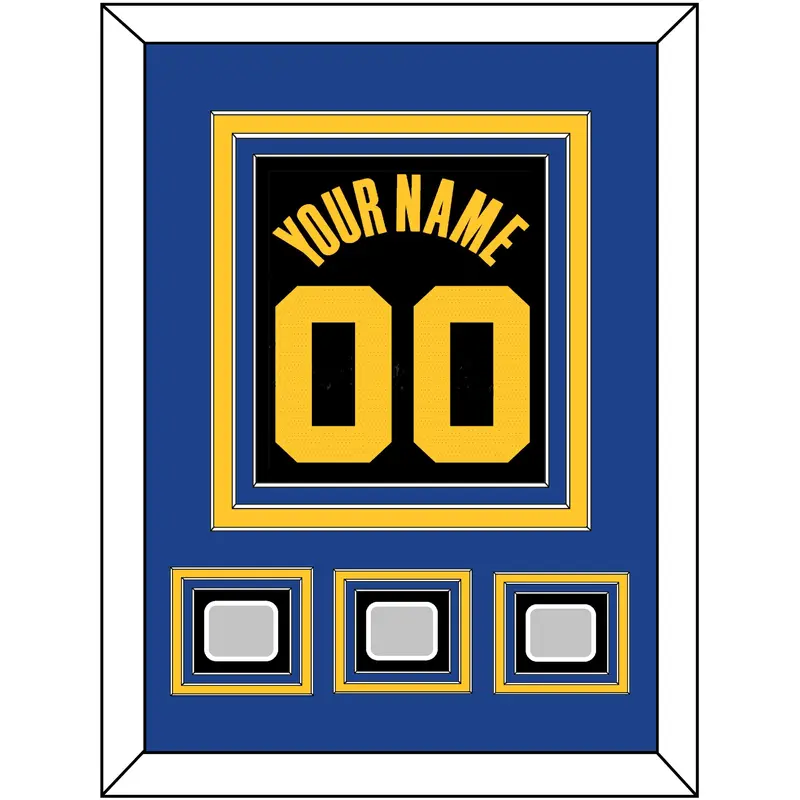 Golden State Name & Number With 3 Champions Patches - Black City (2021-2022) - Triple Mat 3