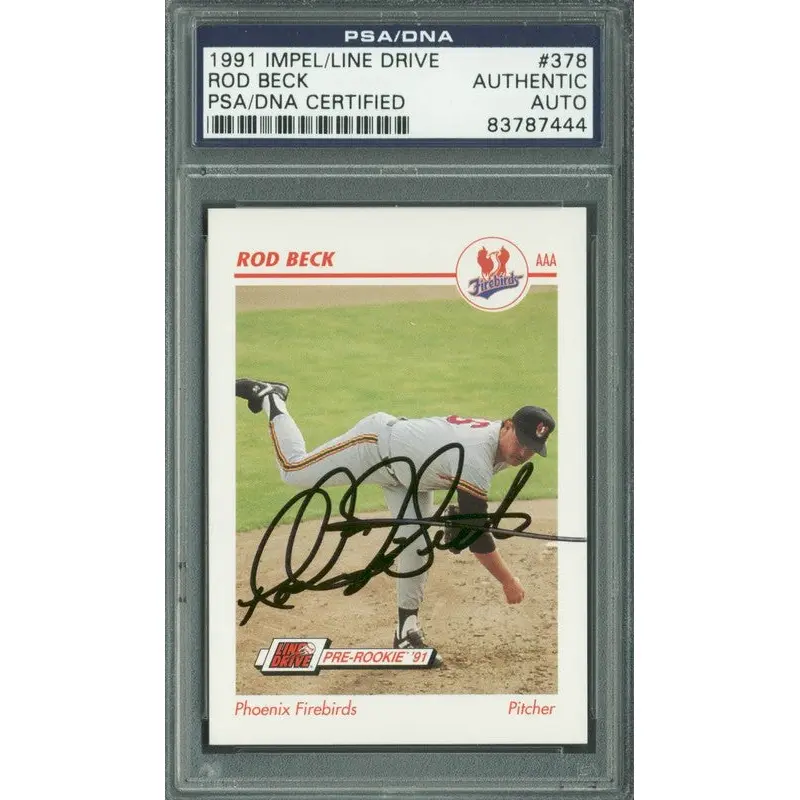 Giants Rod Beck Authentic Signed Card 1991 Impel/Line Drive RC #378 PSA Slabbed